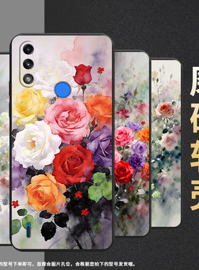 适用MOTOE7i手机壳高级感蔷薇花摩托罗拉E7Power全包边磨砂壳MotorolaE32中国风E7iPower时尚E7保护套