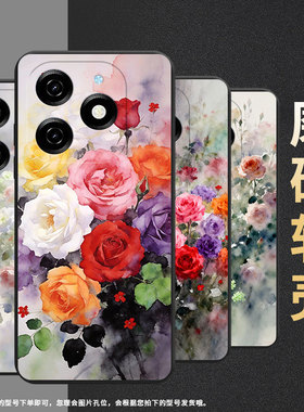 适用传音InfinixSmart9手机壳8Pro磨砂壳Smart8Plus全包边InfinixSmart8HD蔷薇花防摔Smart9HD保护套