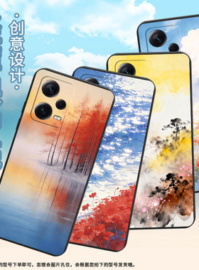 适用红米note12潮流版手机壳Redminote110磨砂壳红米note1Pro+高级感红色花海note11se全包边小米保护套