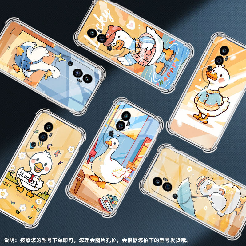适用OPPOReno3Pro手机壳Reno10防摔Reno11Pro国际卡通鸭子气囊壳0pp0Reno6Pro时尚OPPOReno11硅胶保护套