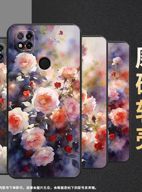 适用红米10手机壳7a防摔爆m1908c3ic全包redmi9a朦胧蔷薇花时尚红米9power保护套红米10x/10c硅胶小米软壳