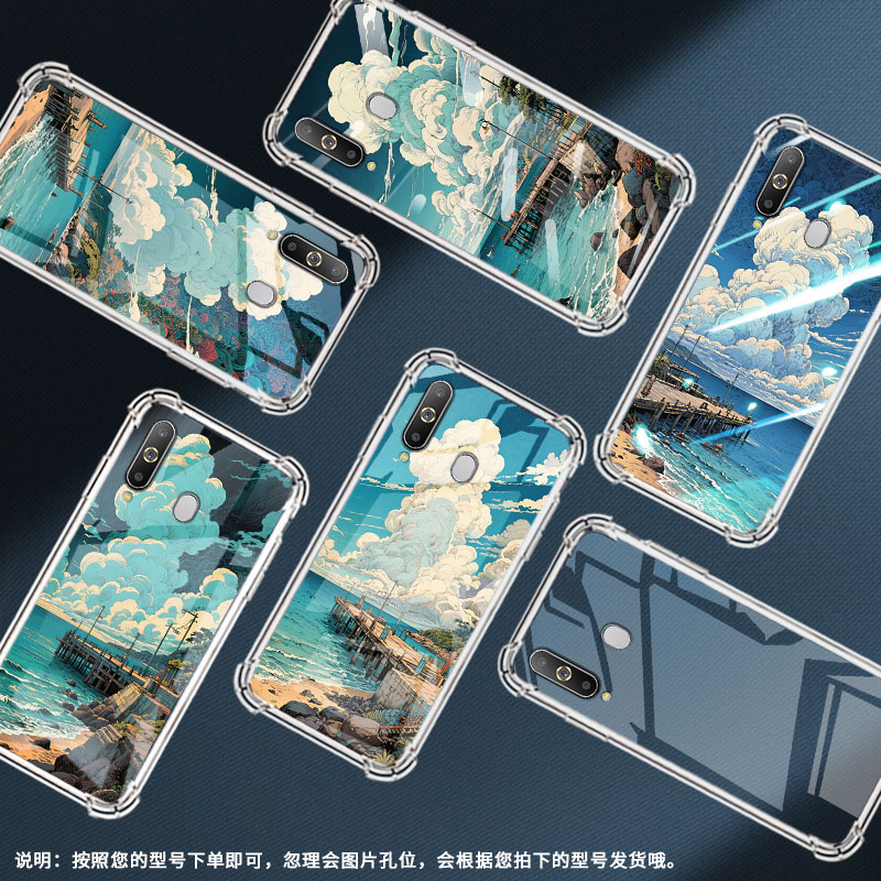 适用三星Jump3手机气囊壳三星A9Pro2019海边码头手机壳GalaxyJ8四角防摔三星A9starPro中国风商务保护套