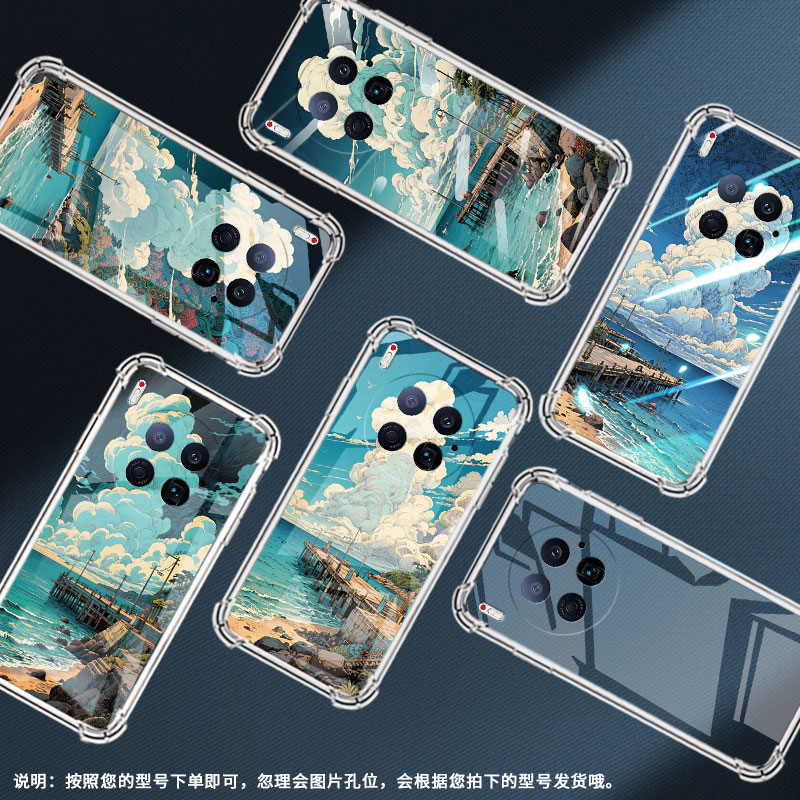 适用传音TecnoCamon40Pirmier手机气囊壳TecnoCamon40Pro手机壳CM5海边礁石男女Camon40四角防摔保护套