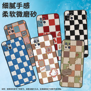 高级感a97时尚 a95防摔a93耐磨a96国际版 a92暖冬方块PCPM00涂鸦方块棋盘格蓝简约 a92s 适用oppoa91手机壳a94