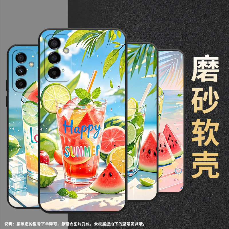 适用三星m02手机壳m04水彩风格sm-m105f全包边samsungm12磨砂壳m23防摔爆sm-m145f黑色m20硅胶m21保护套