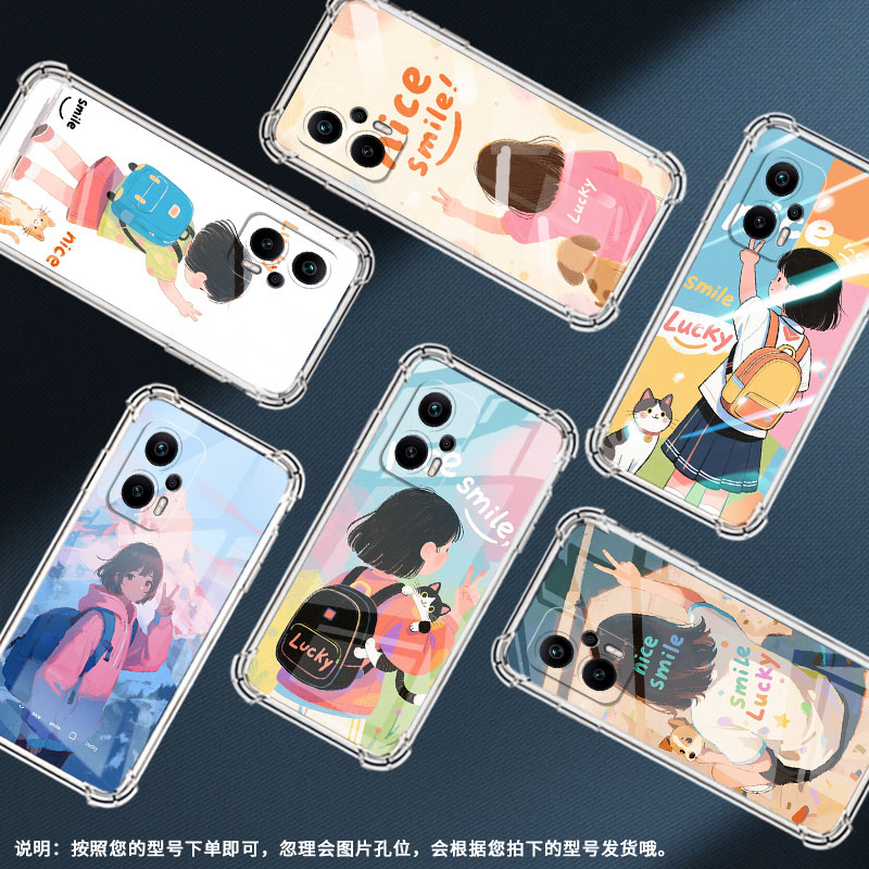 适用小米PocoX2手机壳PocoX5Pro女孩背影XiaomiPocoX3NFC气囊壳小米PocoX6Neo防摔PocoX4Gt高级感保护套
