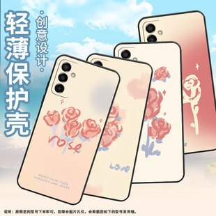 适用三星M10S手机壳M04复古玫瑰SM M145F黑色M20硅胶M21s保护套 M105F全包samsungM02s磨砂壳M13防摔爆SM