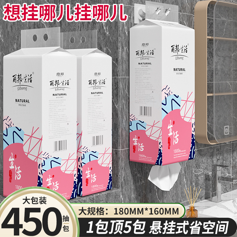 丽邦悬挂式抽纸巾大包底部抽纸面巾纸餐巾纸平板卫生纸抽取式厕纸