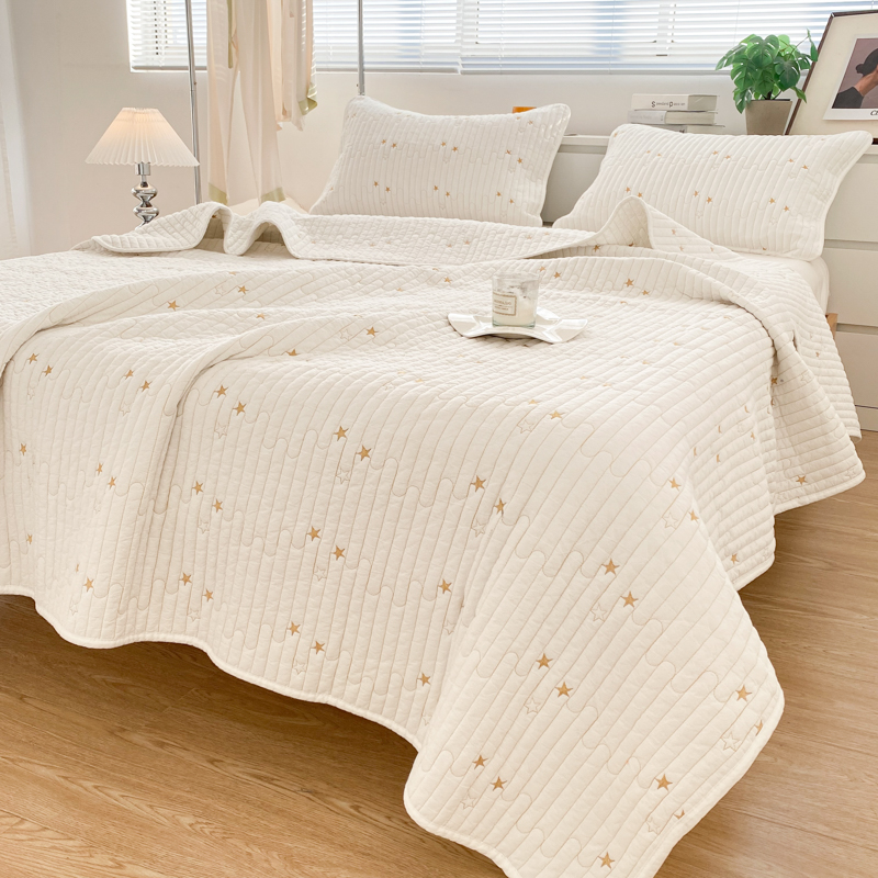 韩式纯棉色织水洗棉绗缝夹棉床盖全棉绗缝被加厚床单席梦思盖垫