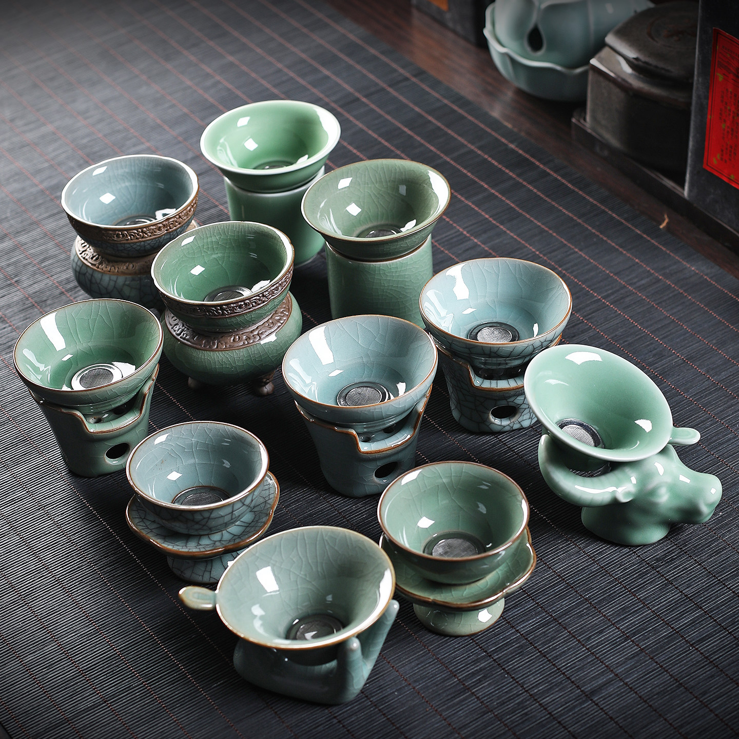 清仓青瓷茶漏复古陶瓷茶滤百搭哥窑冰裂纹多款功夫茶具平均过滤网