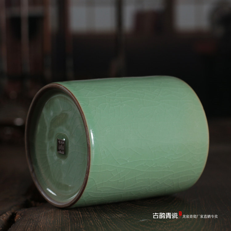 무료 배송 LONGQUAN 청자 펜 홀더 문구 용품 세라믹 사무용품 물펜 홀더 원형 브러시 홀더