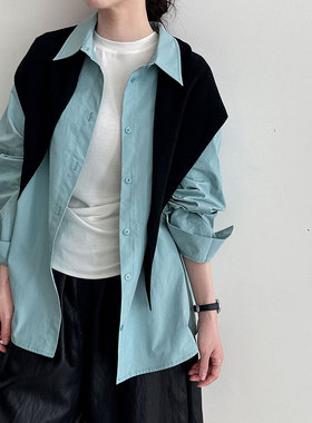 鹿西 经典韩系多色翻领衬衫女26春季新款基础百搭款长袖外套3727
