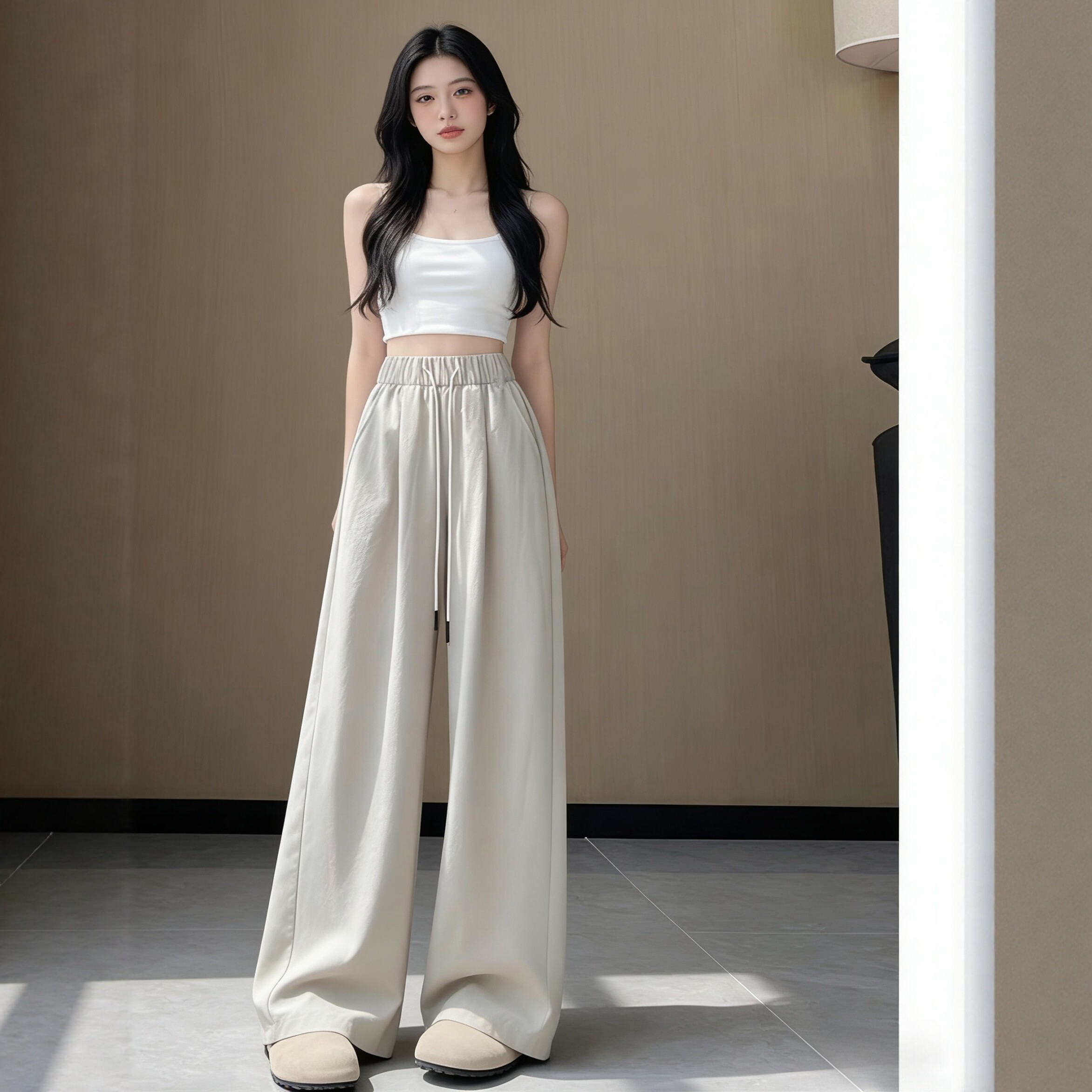 速干弯刀阔腿裤女夏季薄款2026新款垂感小个子宽松凉凉冰丝山本裤