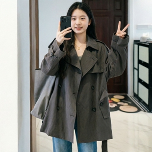 韩系宽松风衣外套女2026新款小个子巨好看薄款韩版感短款