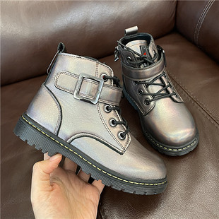 清仓不退换儿童马丁靴中大童英伦风靴子男女童加绒短靴童靴保暖