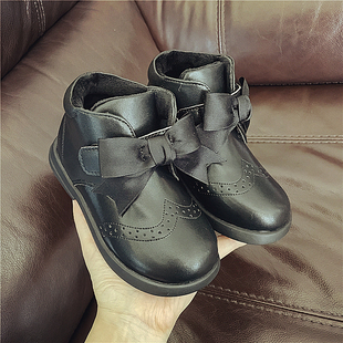 清仓不退换女童棉鞋时尚小皮靴女宝加绒小短靴可爱公主靴保暖棉靴