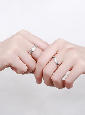 Alyce S925纯银情侣戒指韩版对戒男女年轮指环简约情人节纪念礼物