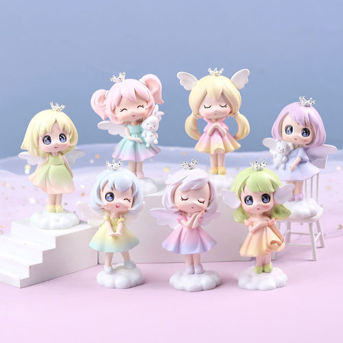 可爱女孩天使娃娃盲盒卡通摆件