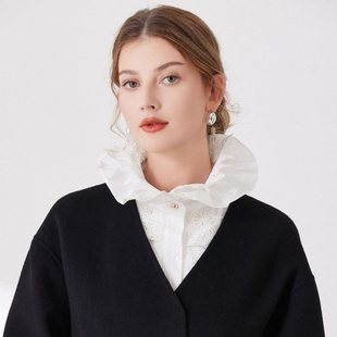 优雅贵族女孩~纯棉蕾丝荷叶边拉夫领假领子叠穿内搭衬衫衣领神器