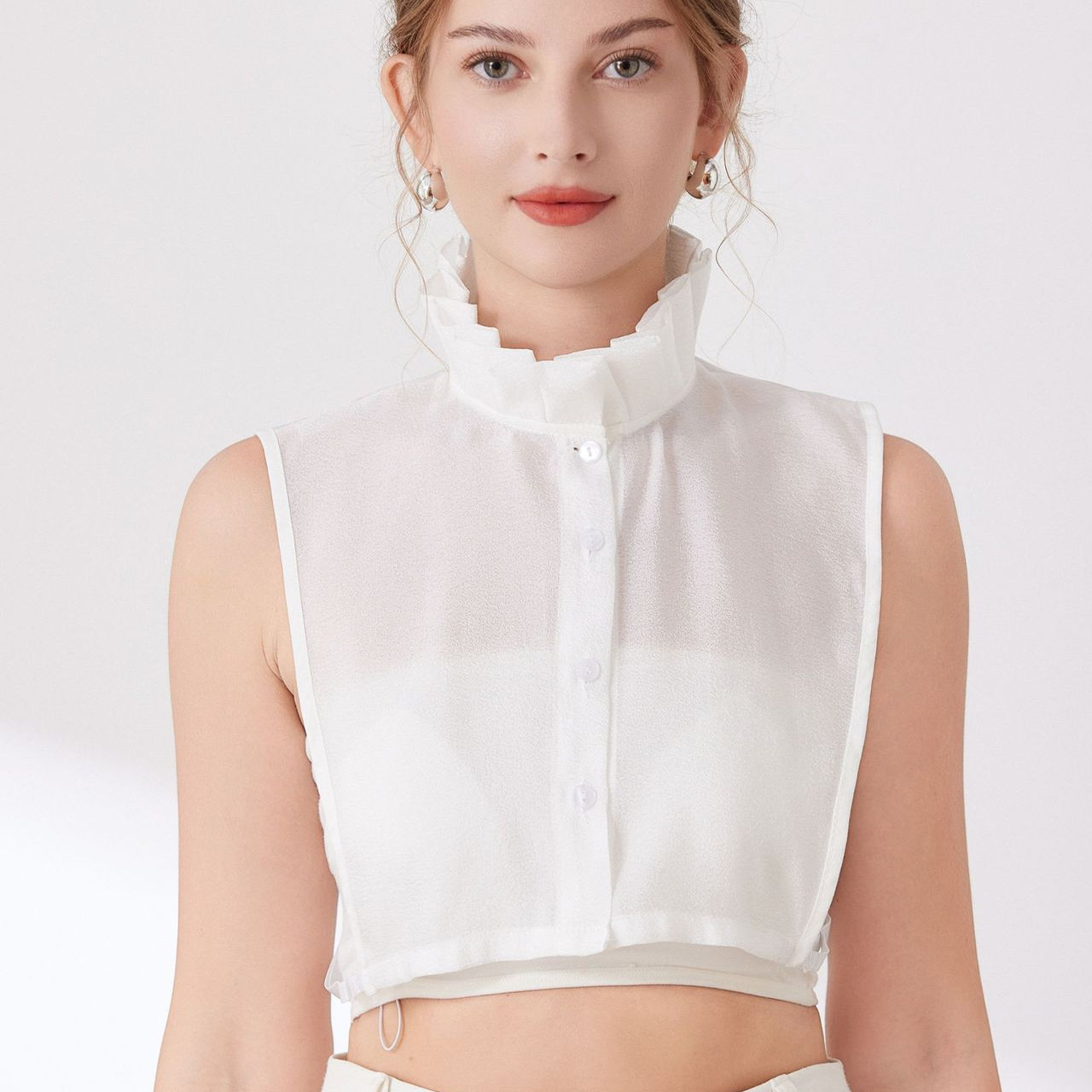 2025秋冬内搭白衬衫立领假领显瘦