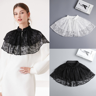 夏季古典国风斗篷蕾丝披肩假领子旗袍外搭云肩配裙子坎肩防晒衣领