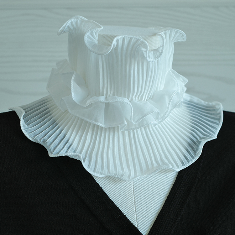 轻温柔护颈荷叶边小立领单领假领子防晒遮瑕装饰假衣领雪纺围脖夏