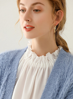 无袖白色打底假领子荷叶领白衬衫