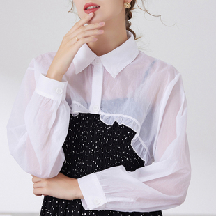 2023新款夏秋季外搭防晒开衫配吊带裙披肩雪纺衬衫短款上衣女斗篷