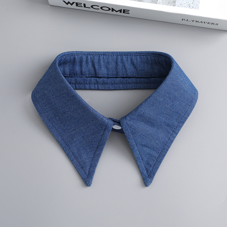 牛仔小单领可拆卸衬衣领女