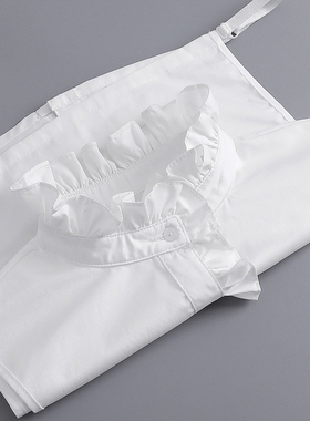 纯色棉质荷叶立领假领子女百搭木耳边门襟衬衫领替换假衣领装饰领