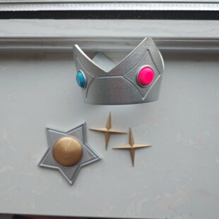 超级马里奥 罗莎塔公主 王冠胸饰耳环cosplay道具3D打印PLA材质