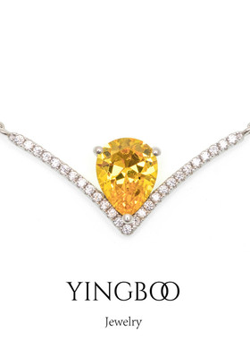 yingboos925银气场c位女黄钻项链