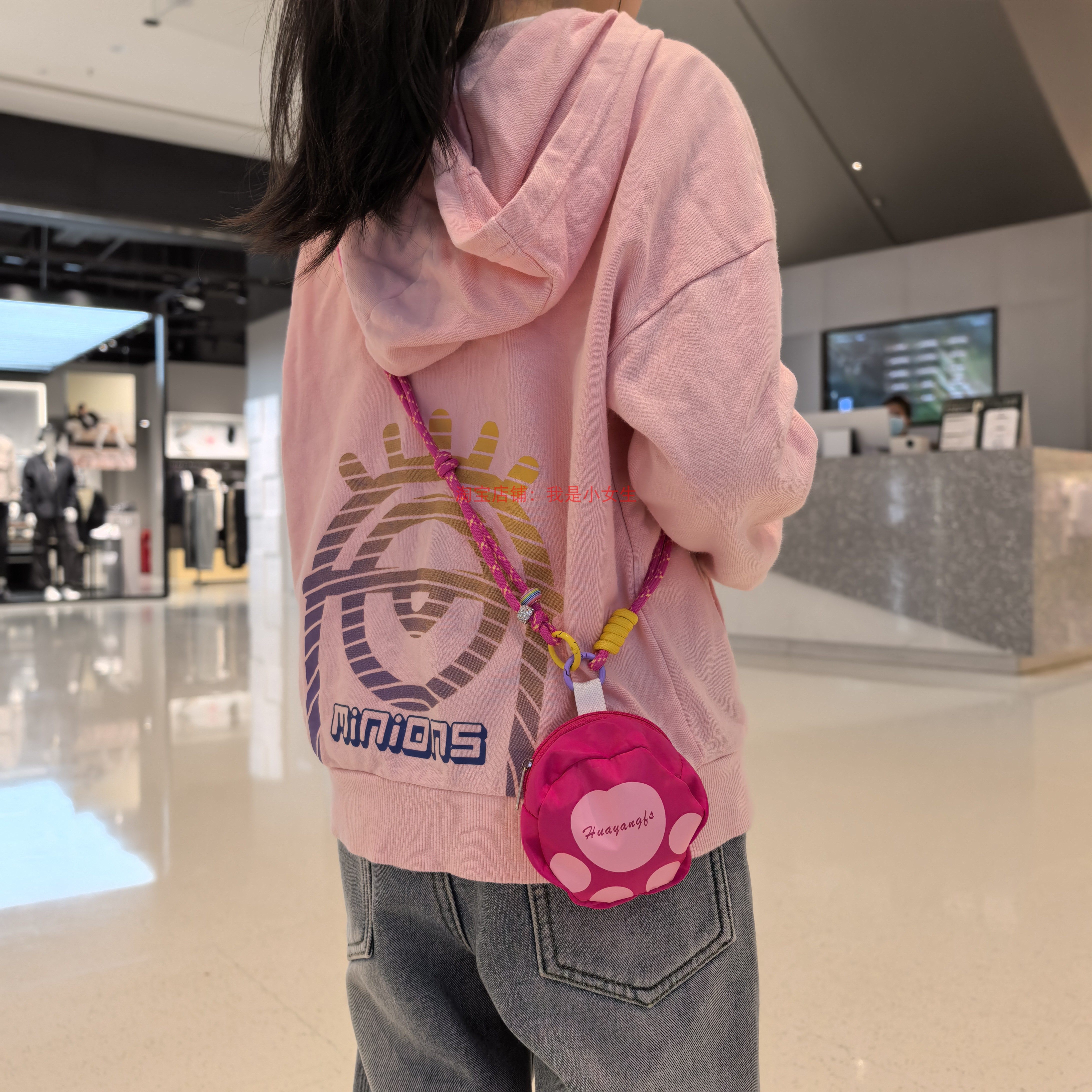 四叶草斜挎挂绳带猫爪零钱包