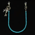 Blue Cracked Stone Round Trouser Chain
