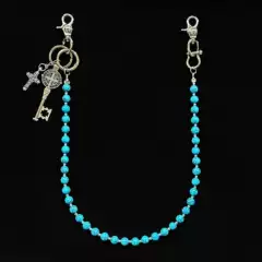 2025Ss Niche Men and Women Original Trendy Blue Cracked Stone Round Beads Handmade Trouser Chain Cleanfit Waist Chain Jewelry