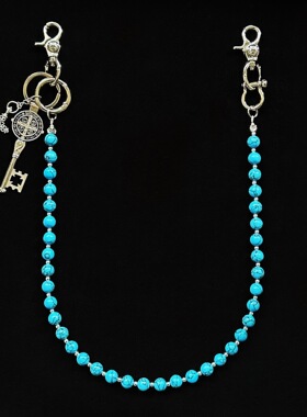 2025SS 小众男女原创潮蓝裂石圆珠手工裤链cleanfit腰链饰品