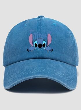 卡通史迪仔史迪奇黑色帽子棒球帽男女个性鸭舌帽遮阳帽户外可调节