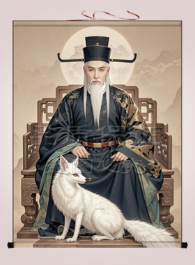 胡三太爷胡三太奶挂画招财九尾狐