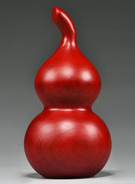 红色实木质雕刻葫芦摆件木雕葫芦家居装饰红木工艺品新居乔迁送礼