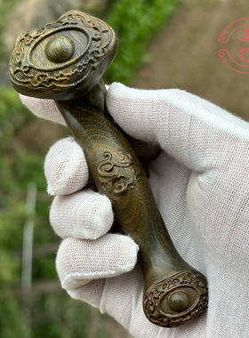 天然绿檀如意手把件玉如意手持朱元璋同款痒痒挠檀香木雕刻摆件