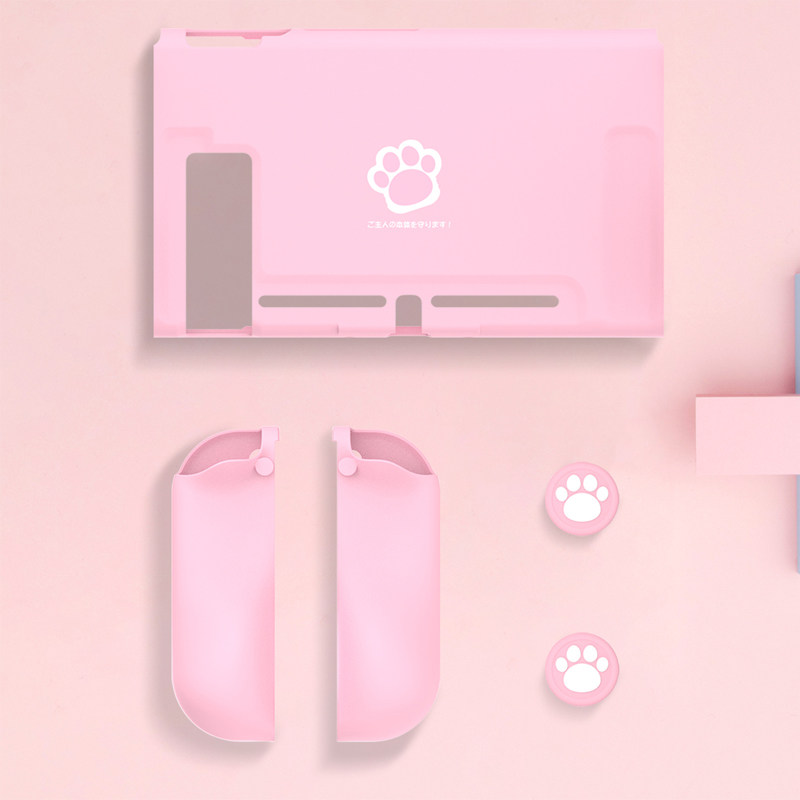 GOOD VALUE ORIGINAL SWITCH PROTECTIVE SHELL NS HOST SHELL PROTECTIVE COVER PINK CAT CLAW LEFT AND RIGHT HANDLE SILICONE SLEEVE