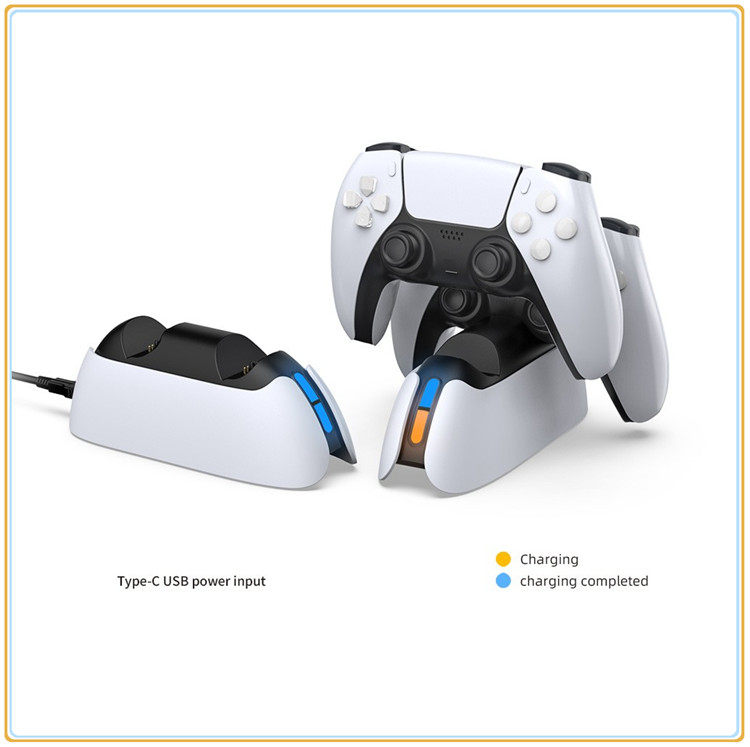 DOBE GENUINE PS5 GAME HANDLE DOUBLE SEAT CHARGER P5 HANDLE CHARGING SEAT PS5 HANDLE CHARGER LED LIGHT