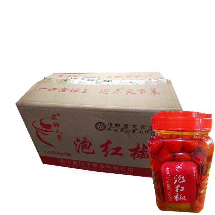 圆泡椒 四川泡菜 老坛人家 泡辣椒 腌菜 泡椒 泡圆椒 辣椒1.9kg*6