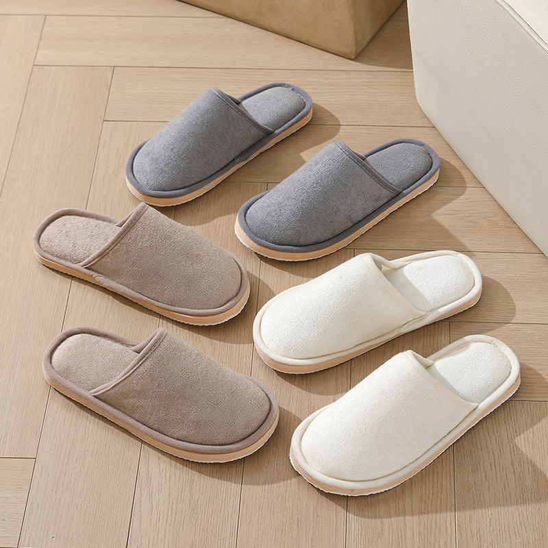 2025秋冬季纯色棉拖鞋女家居家百货保暖情侣拖鞋男发