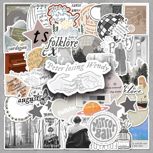 50张专辑folklore贴画taylor霉霉歌词周边咕卡手机手账本贴纸