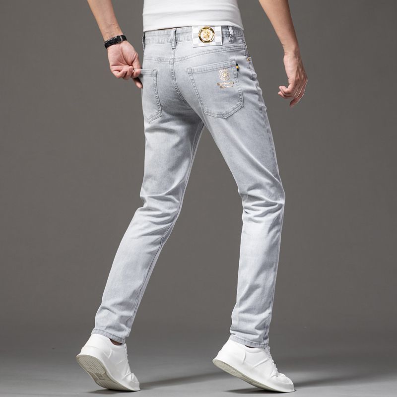 高端牛仔裤男直筒修身2025新款浅色男士休闲春秋季加绒潮牌长裤子