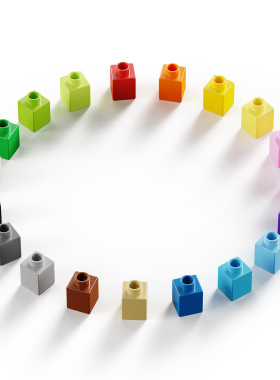 大颗粒积木1x1单孔基础砖块零件纯色散装diy像素画MOC搭建积木墙