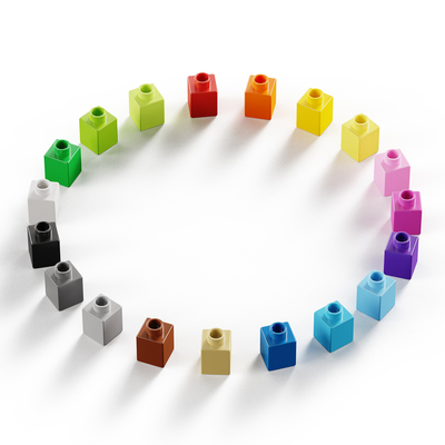 大颗粒积木1x1单孔基础砖块零件纯色散装diy像素画MOC搭建积木墙