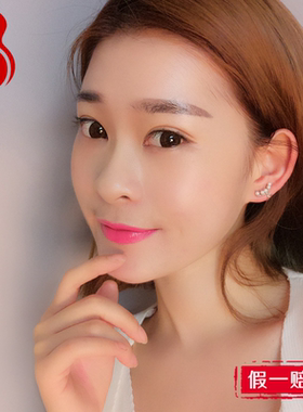s925纯银耳夹女白色单排珍珠耳环耳钉耳坠礼物防过敏镀白金耳饰品
