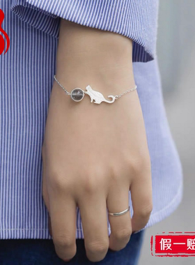 kitty小猫咪圆球镶钻水晶手环